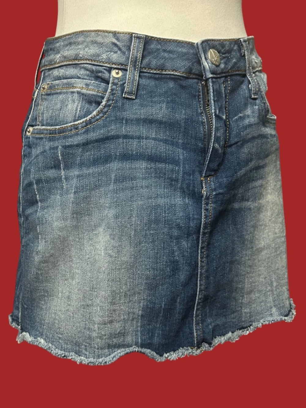 Bebe Distressed Denim Mini Skirt - Picture 3 of 3